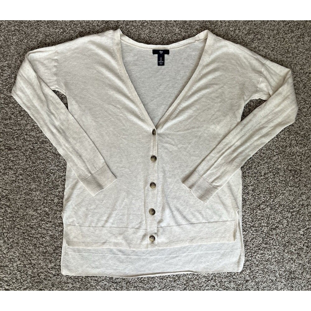 Women's Gap Heathered Oatmeal Cardigan Sweater, Small